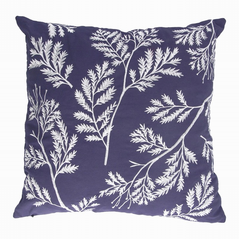 Gisela Graham Design Indigo Embroidered Cushion