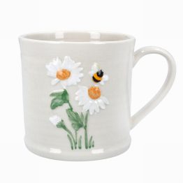 Gisela Graham Embossed Daisy & Bee Stoneware Mug