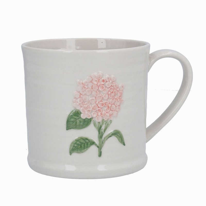 Gisela Graham Pink Hydrangea Stoneware Mug