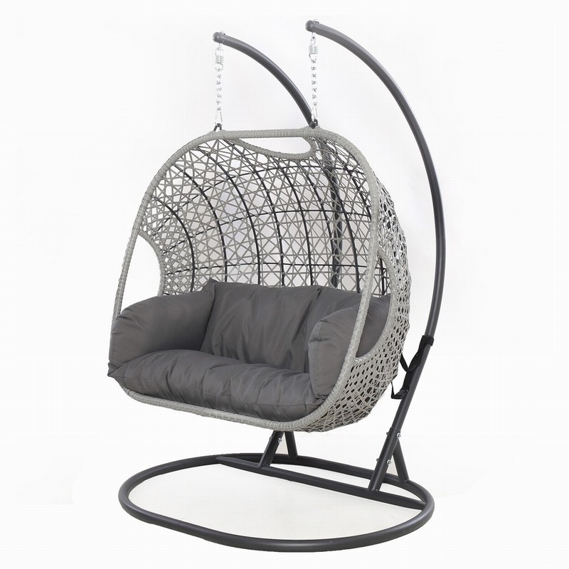 Ascot Rattan Hanging Chair with Weatherproof Cushions Double