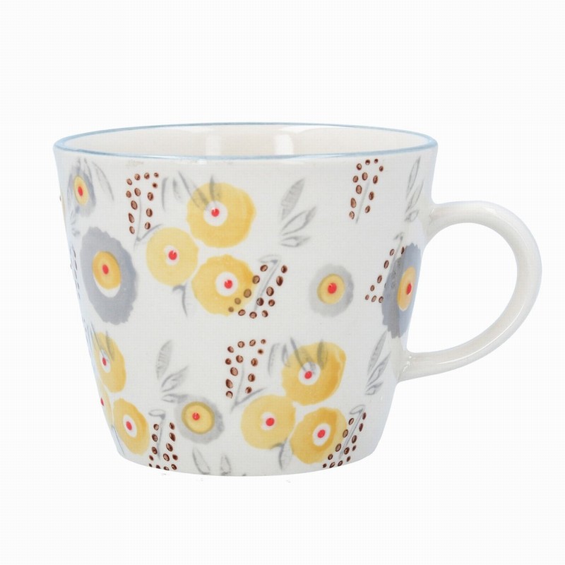 Gisela Graham Yellow Sponged Flowers Mug