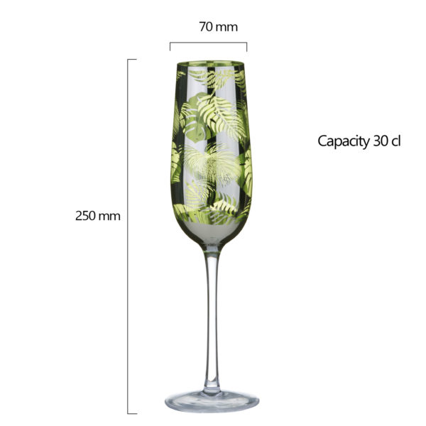 TROPICAL LEAVES CHAMPAGNE GLASSES SET OF 2