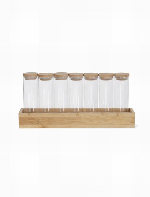 GARDEN TRADING AUDLEY SPICE RACK WITH 7 SPICE JARS - BAMBOO