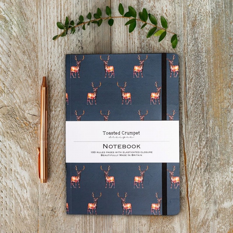 TOASTED CRUMPET STAG NOIR A5 LINED NOTEBOOK