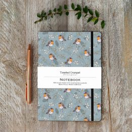 TOASTED CRUMPET ROBIN & EUCALYPTUS BLUE A5 LINED NOTEBOOK