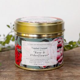TOASTED CRUMPET ROSE & ELDERFLOWER CANDLE IN A GOLD TIN